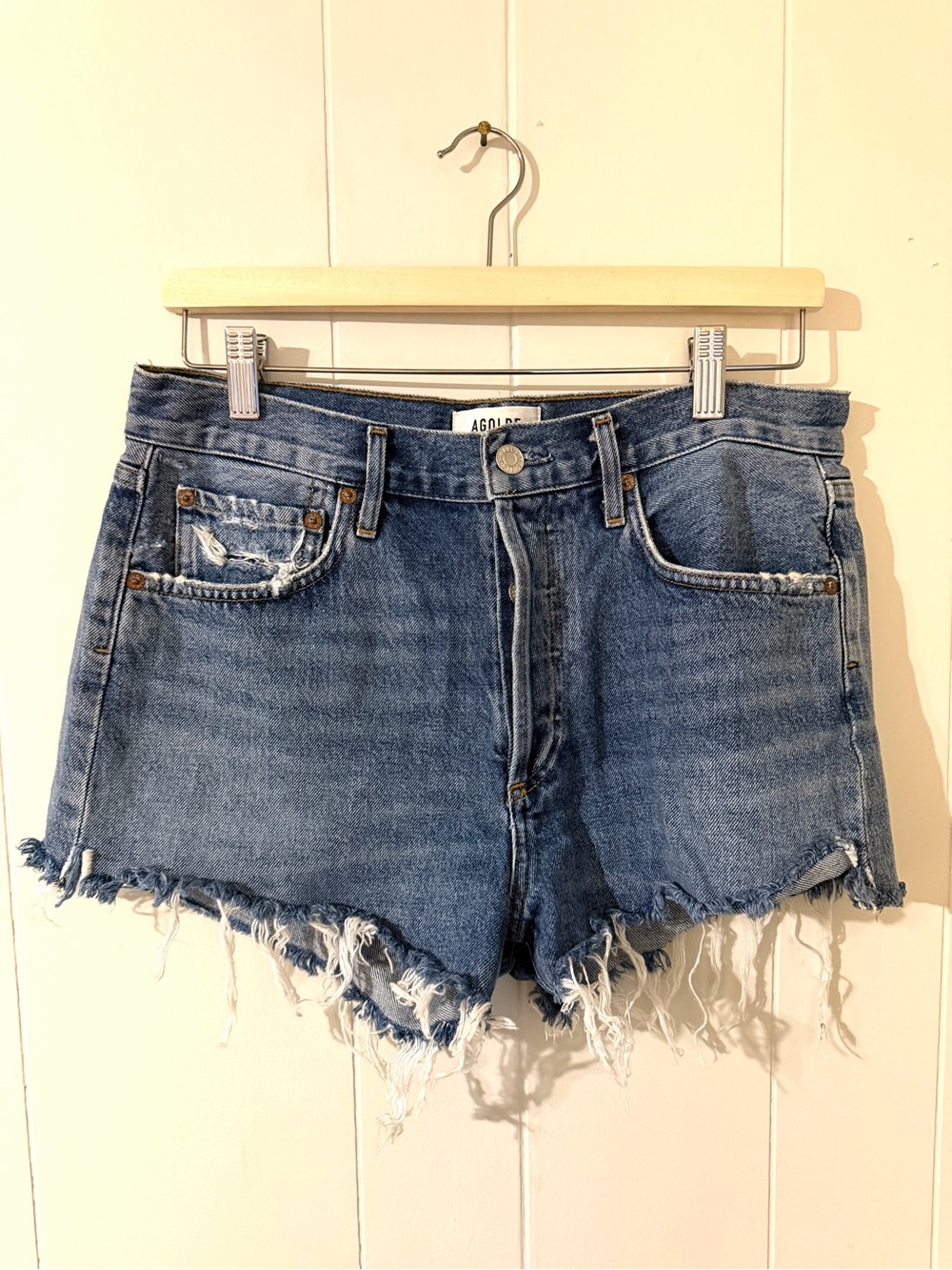 AGOLDE Parker Denim High-Rise Frayed Hem Women's Shorts